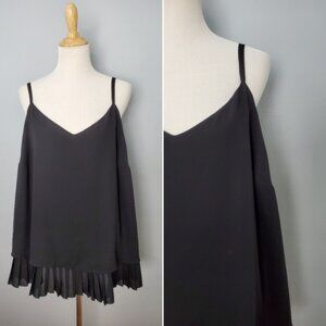 Halogen | Black spaghetti strap cami camisole 2X with pleat detail